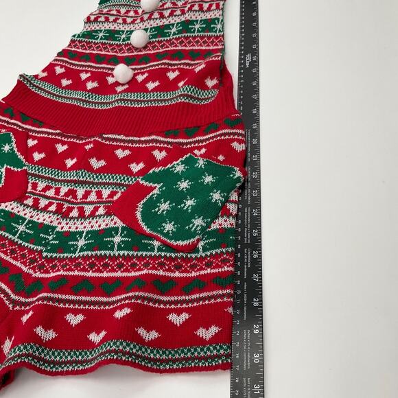 Ugly Christmas Sweater Knit Romper Overalls Shorts Suspenders Holiday S Festive - Picture 10 of 12